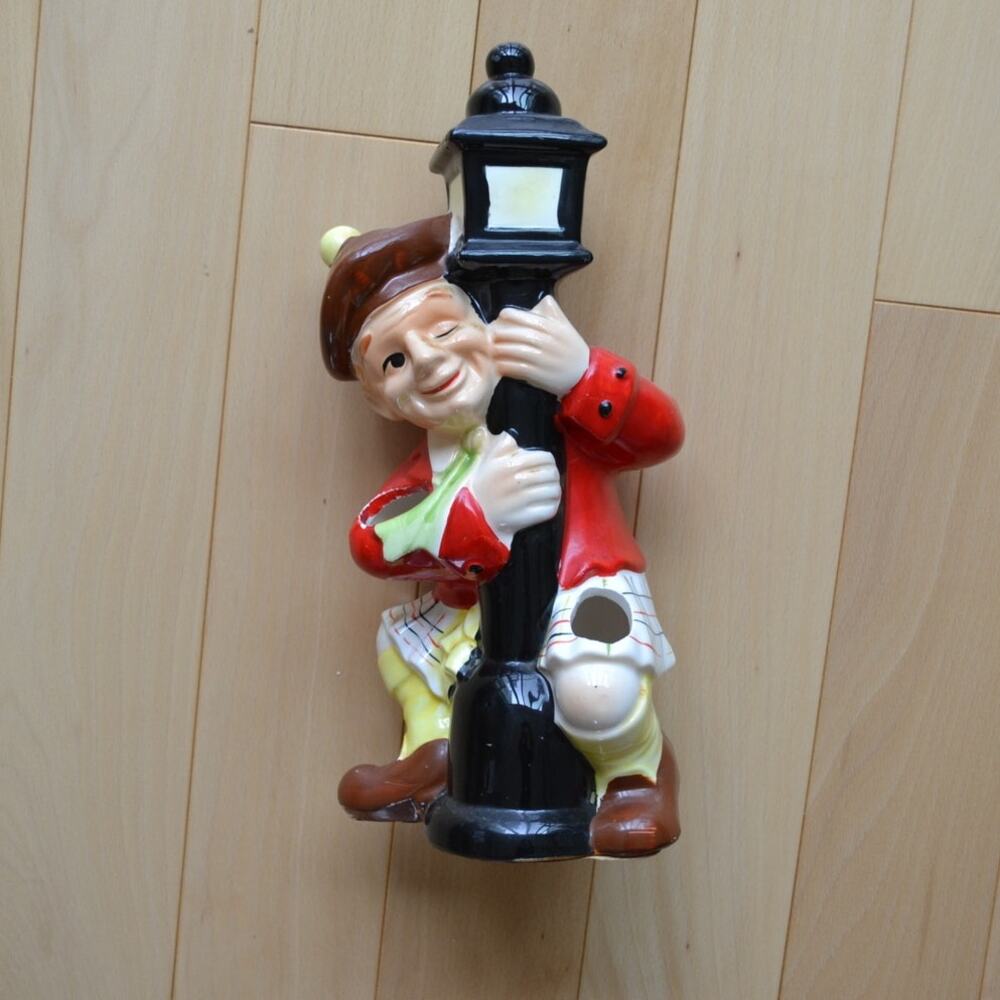 Vintage 50s Ceramic Drunken Scotsman Bar Utensil Holder Japan